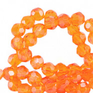 Top Glas Facett Glasschliffperlen 4mm rund Warm comfort orange-pearl shine coating